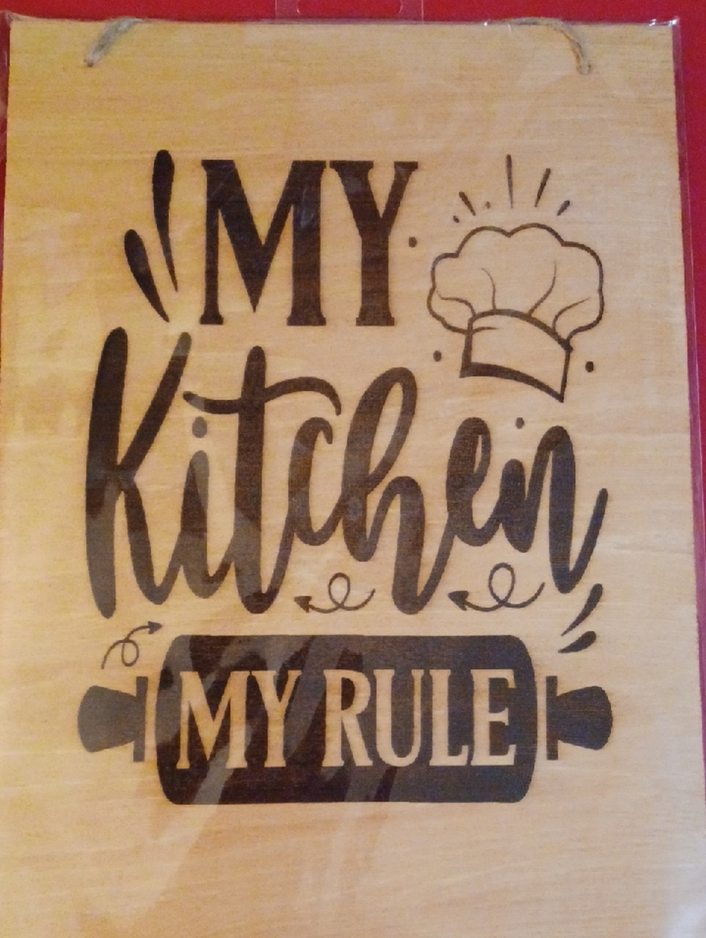 8x10 Wooden 'My Kitchen My Rule' Decorative Sign - Black on Natural